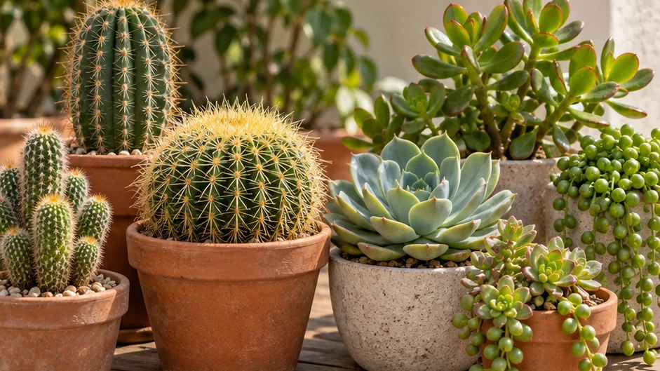 Exemplo de cultivo de suculentas são cactos