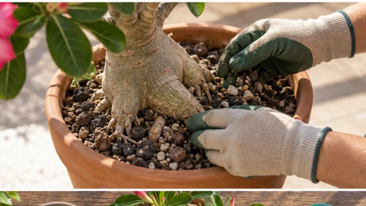 Detalhe prático relacionado a Como cuidar da Rosa do Deserto em vaso rega, sol, substrato e adubação