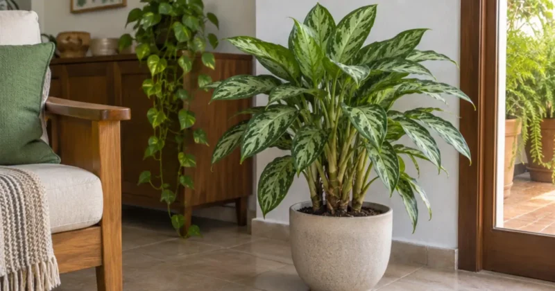 Aglaonema em vaso ilustrando crescimento e multiplicação