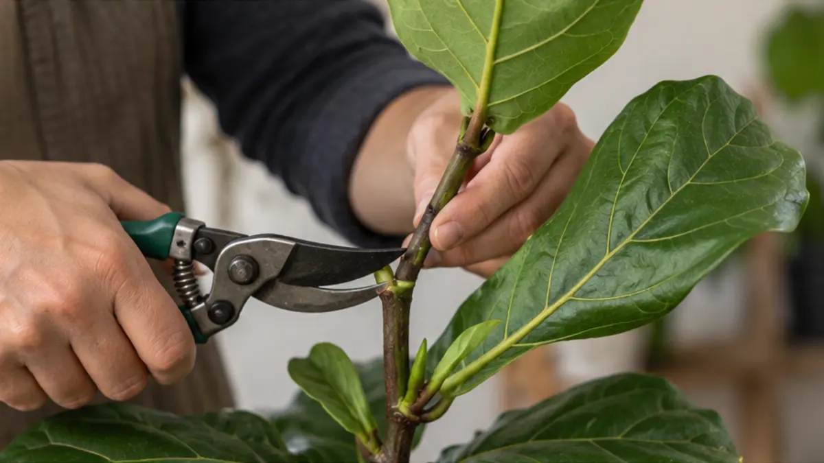 Detalhe prático relacionado a Como podar Ficus lyrata para estimular novas brotações