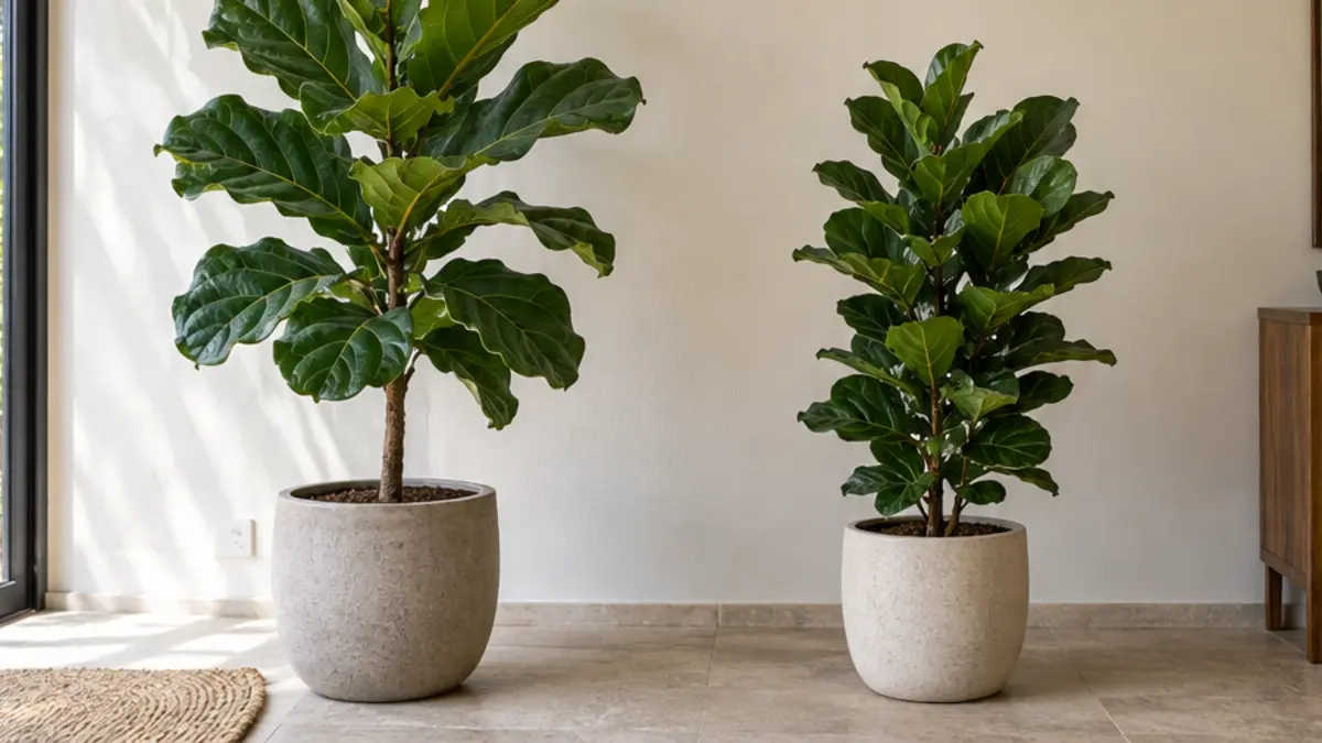Cuidados e observação relacionados a Ficus lyrata tradicional ou Bambino como identificar e escolher