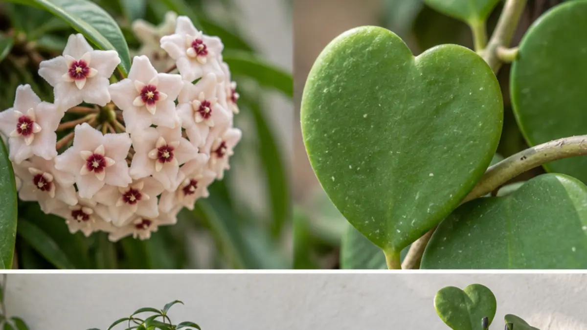 Detalhe prático relacionado a Hoya carnosa e Hoya kerrii diferenças, crescimento e cuidados
