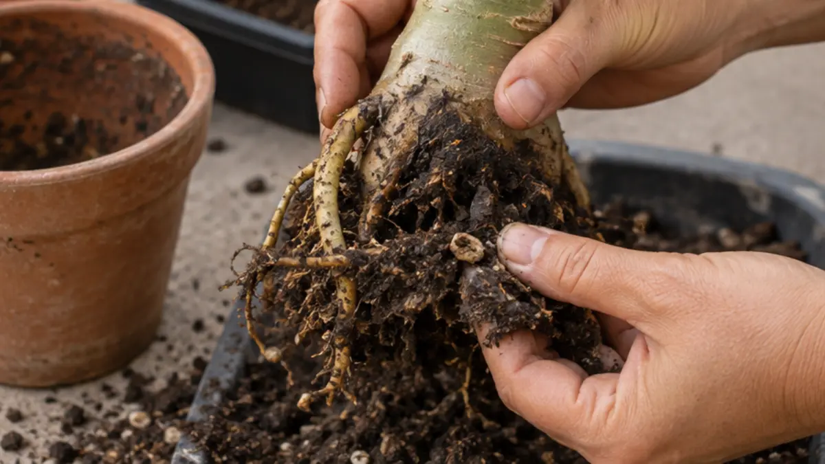 Cuidados e observação relacionados a Rosa do Deserto com caule mole como avaliar apodrecimento e excesso de água