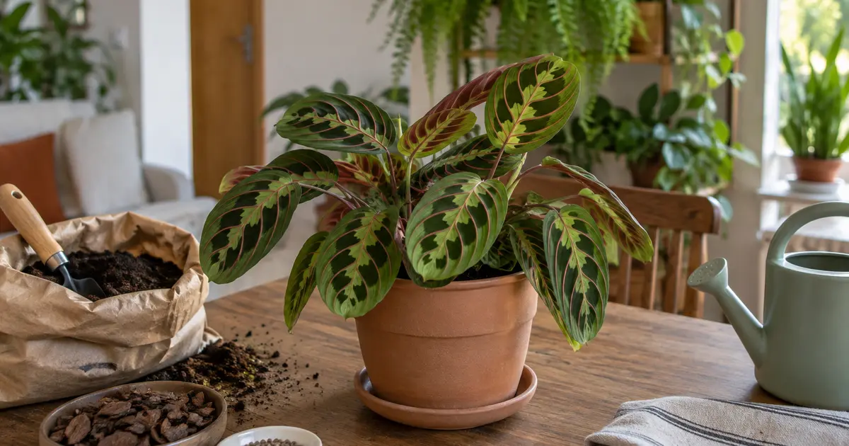 Maranta em vaso ilustrando cuidados cotidianos