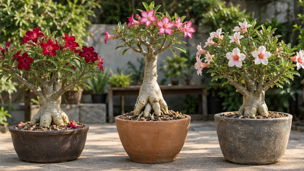 Cuidados e observação relacionados a Tipos de Rosa do Deserto como diferenciar flores, formas e cultivares
